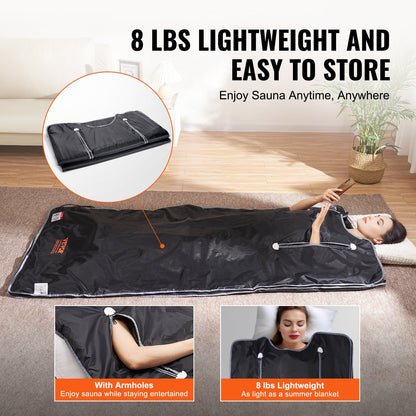 Sauna Blanket For Detoxification, Portable Far Infrared Sauna For Home,  Sauna Bag Warm Holes & Carbon Fiber Heating, 1-6 Level Adjustable Temp 95-176F, 5-60 Minutes Timer, 75 X 35 In